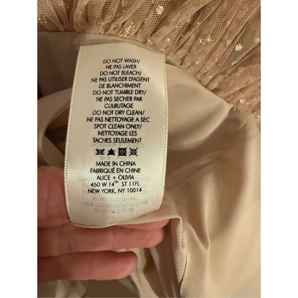 alice + olivia Monica Tulle Party Dress Sz 0 Natural/Gold - Picture 6 of 16